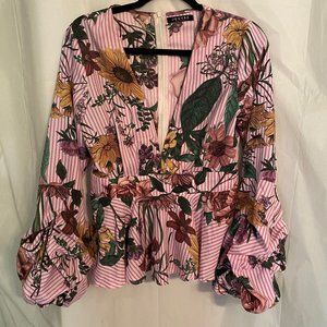 Large Multi Colored Peplum Blouse